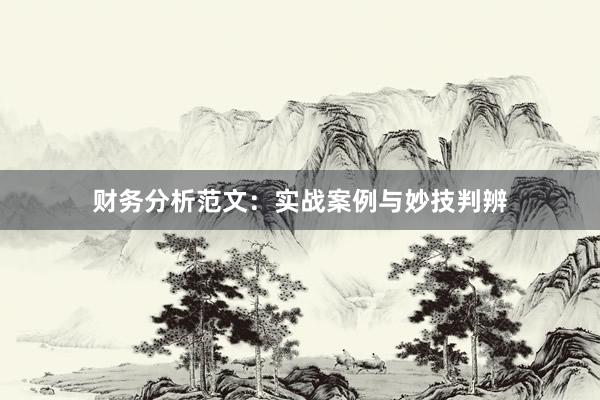 财务分析范文：实战案例与妙技判辨